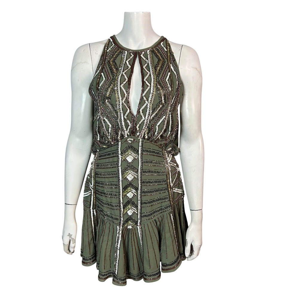 ASOS DESIGN Gatsby Regency dress size 6P Beaded Sequin Mini New Year's Party